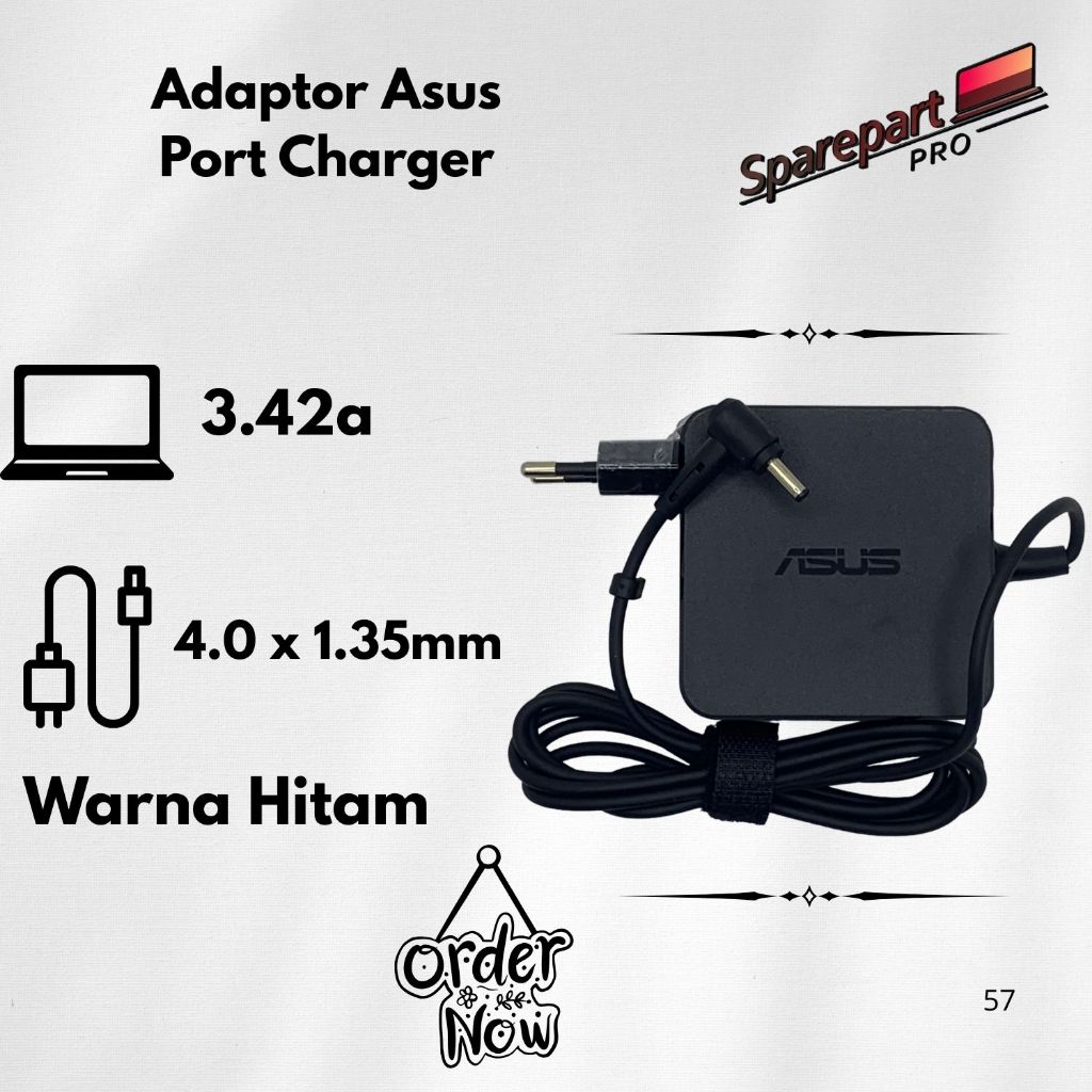 Nice Quality Adaptor Charger Laptop Asus W15-065N1B 3.42a dc 40135 - GARANSI