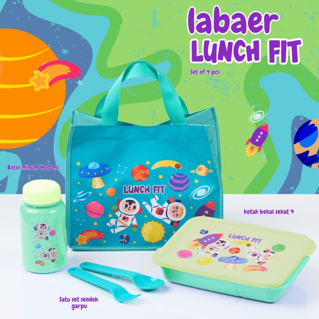 Panda new lunch bag  labear set of 4 pcs/ tas bekal anaka set lengkap