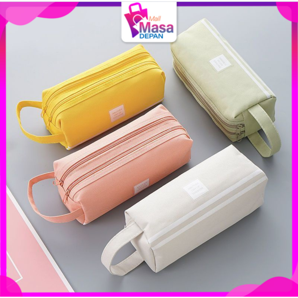 

MMD Kotak Pensil Dan Stationery Dual Zipper Dompet Pensil 2 Pouch Tempat Alat Tulis Perlengkapan Sekolah Dua Sisi Resleting