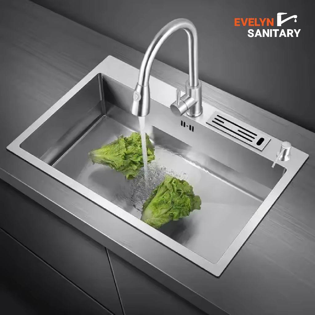 EVELYN SANITARY - Sink Dapur Stainless Steel 304 Wastafel Minimalis Bak Cuci Piring Tempat Cuci Piri