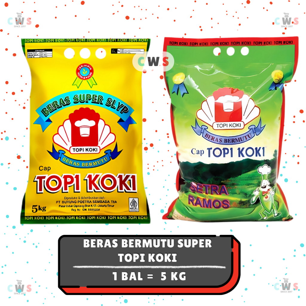 

TOPI KOKI Beras Bermutu Super Slyp Setra Ramos 5 Kg - 1 Bal
