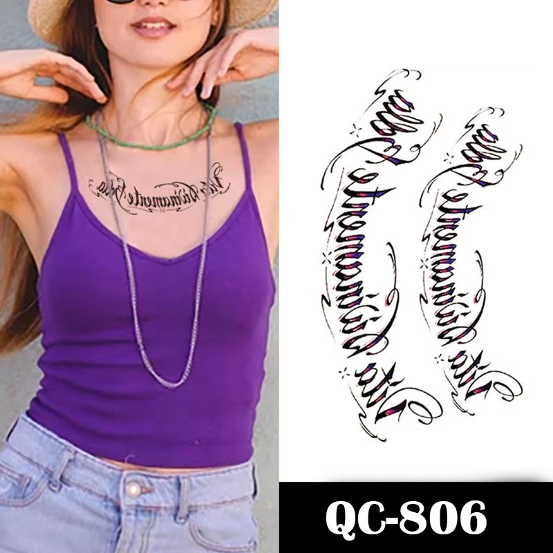 ZARIL77- Tatto temporer QC 806 TULISAN LATIN size 21x10cm tato basic