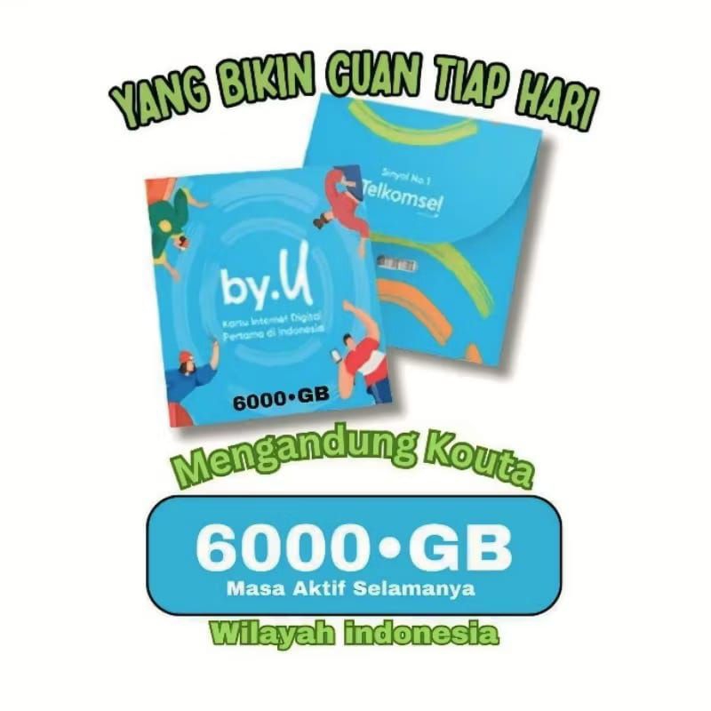 PROMO KARTU PERDANA By.U NOMOR CANTIK 10 DIGIT BONUS KUOTA 6000GB SEPUASNYA