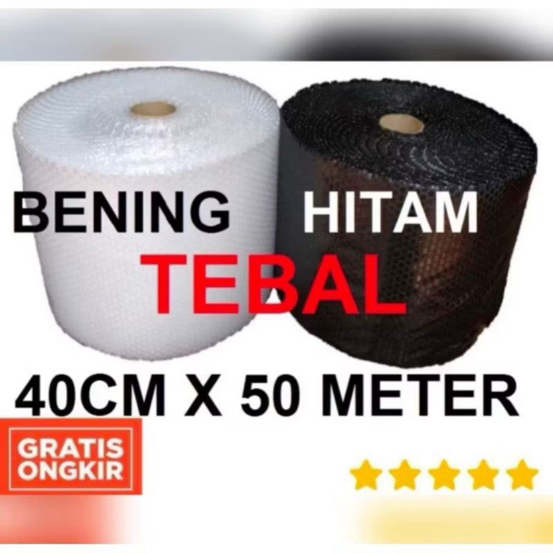 

BUBBLEWRAP BUBBLE WRAP TEBAL (30CM X 50M / 40CM X 50M) BENING DAN HITAM BABELWRAP