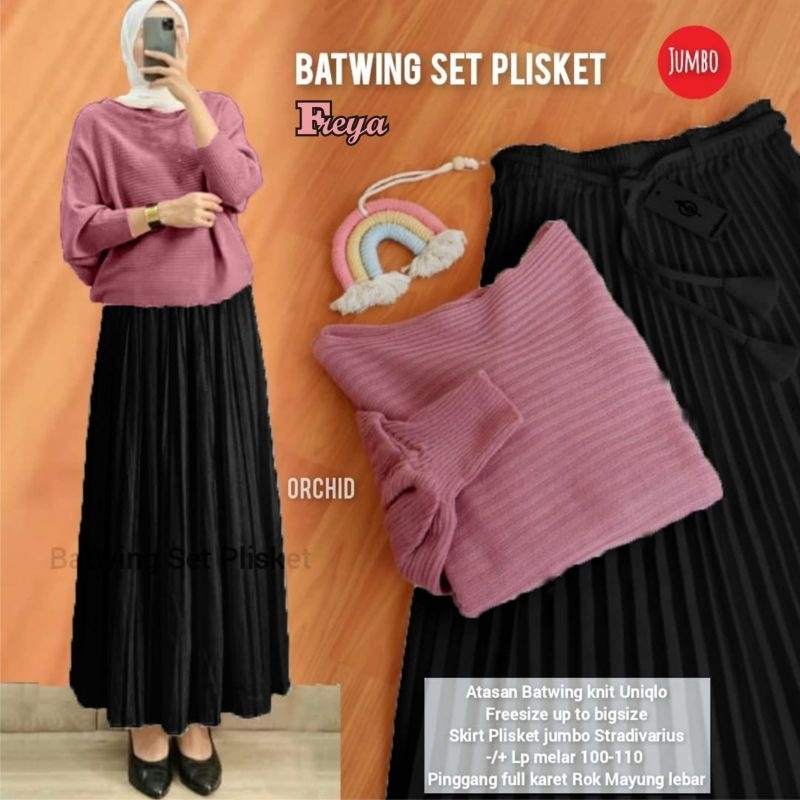 BATWING SET PLISKET - SETELAN ROK PLISKET