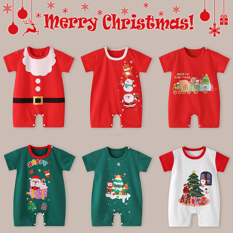 Baju Romper Natal Bayi Katun Premium - Baju Baby Newborn 0-18 Bulan