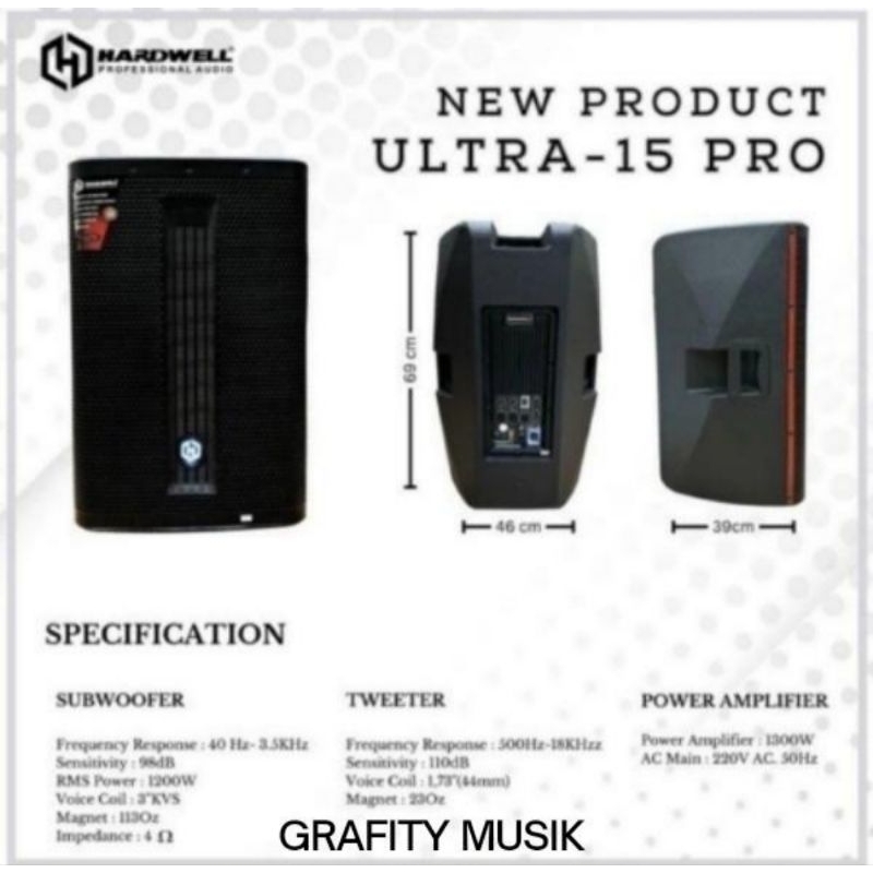 Speaker Active 15inch Hardwell ULTRA-15 PRO Original