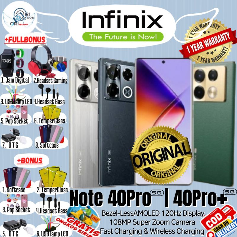 INFINIX NOTE 40 Pro 5G | NOTE40 PRO+ 5G 12/256 - 8/256 Ram upto 24GB 100% ORI GARANSI RESMI