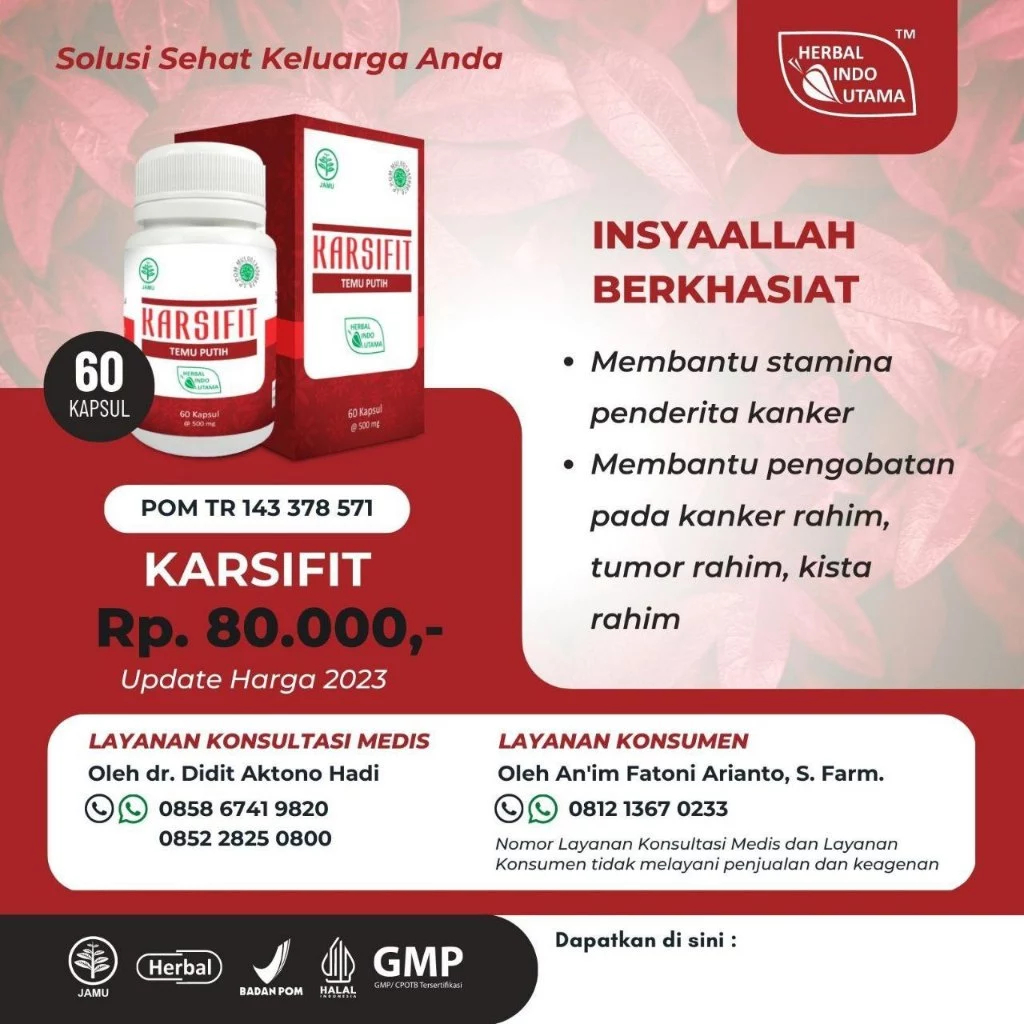 HIU Karsifit Temu Putih BPOM | Membantu Pengobatan Kanker Rahim, Tumor Rahim,