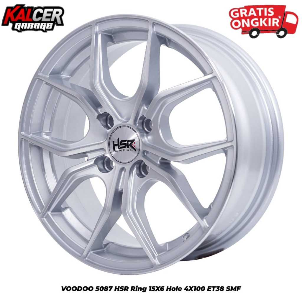 VELG HSR RING 15 UNTUK BRIO JAZZ SIGRA DLL MERK HSR VOODOO R15X6 PCD 4X100 ET38 SMF
