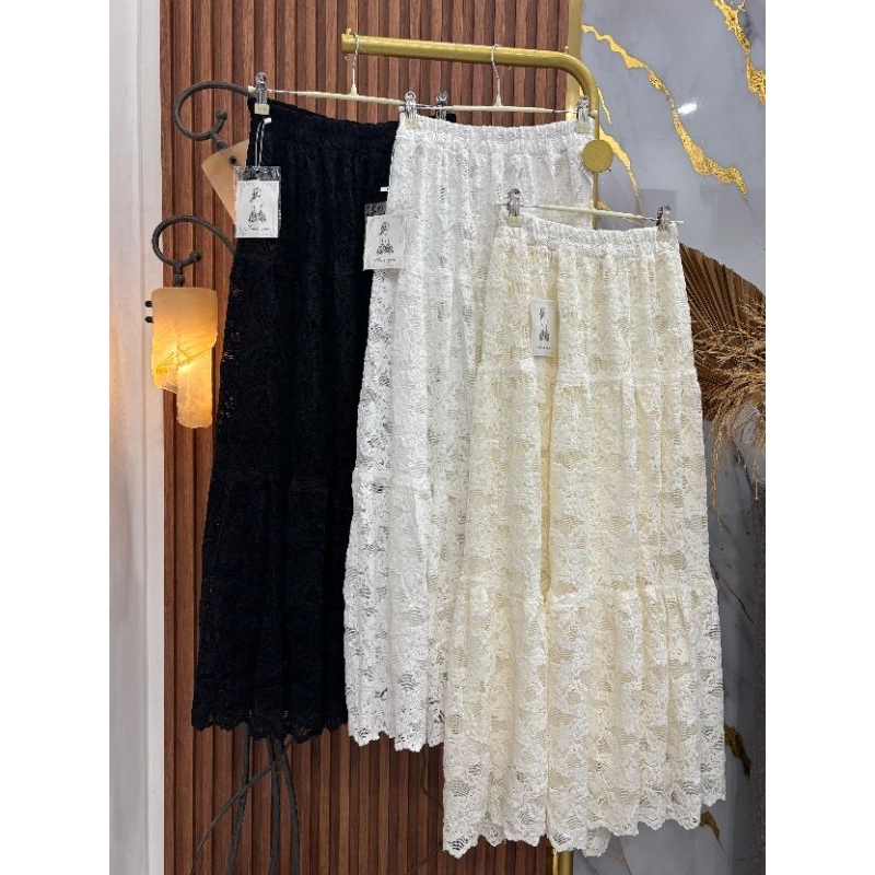 Rok brokat Premium, Rok Brokat Panjang Renda Wanita, Rok Premium Bkk, lace skirt, Brocade Long Skirt
