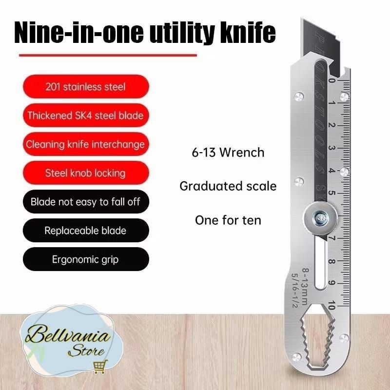 

CUTTER 9 IN 1/CUTTER PISAU TAJAM/CUTTER STAINLESS PEMOTONG KERTAS ANTI KARAT MULTIFUNGSI SERBAGUNA