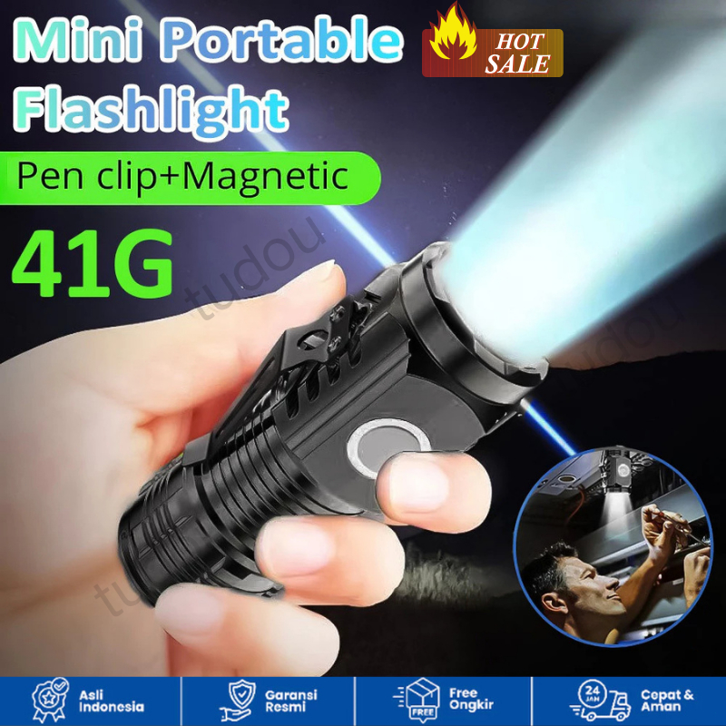 Senter Mini LED 3 Mata / Senter Mini Anti Air Super Terang  Senter Mini Rechargeable / Outdoor