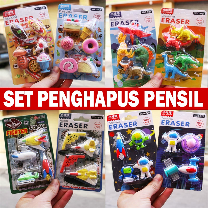 

TINYBAE Eraser Karakter Penghapus Pensil Karakter 1 Set Motif 3D Lucu Keren STY33