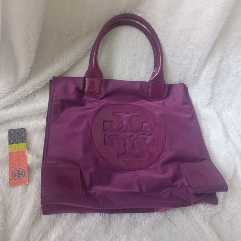 Preloved Tory Burch Ella Nylon Tote Bag Big Purple Large Second