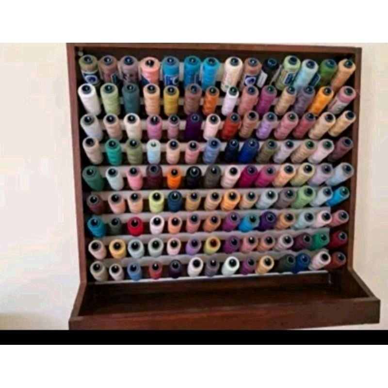 (TERMURAH) Tempat rak benang BESAR/rak tempat benang tempel dinding cantik kayu finishing polytur