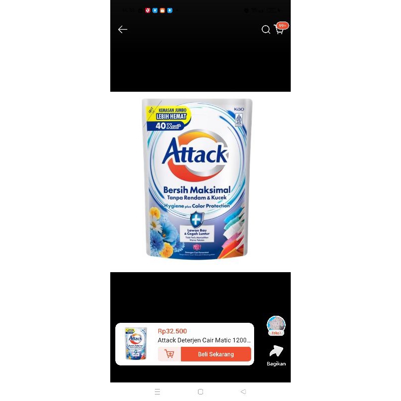Attack Deterjen Cair Matic 1200ml