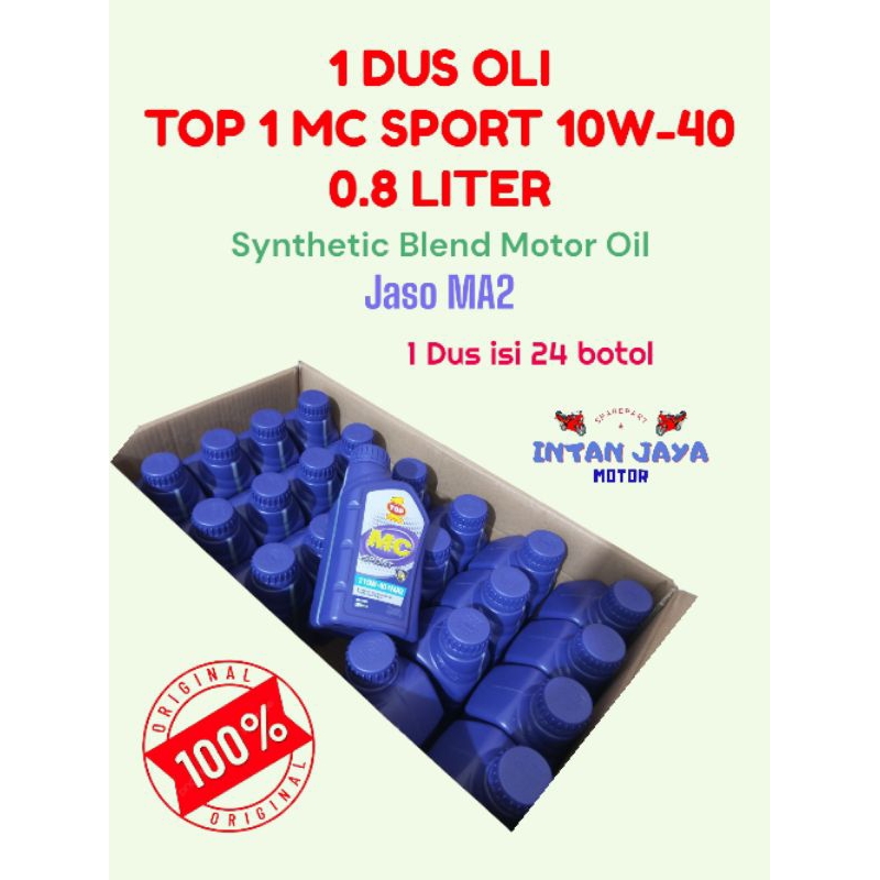 GROSIR 1 DUS ISI 24 BOTOL OLI TOP1 MC SPORT 10W-40 JASO MA2 800ML OLI MOTOR TOP 1 ORIGINAL MURAH OLI