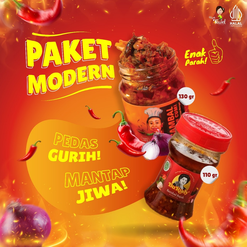 

Nyah Tewel - Paket Modern Sambal Bajak Bu Rudy dan Sambal Matah Cumi Nyah Tewel