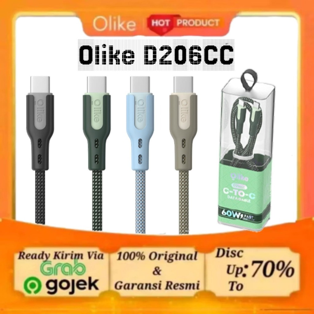 OLIKE D206 Kabel Data D206CC TypeC To TypeC Fast Charging 100cm Casan Charger Android Dan Iphone