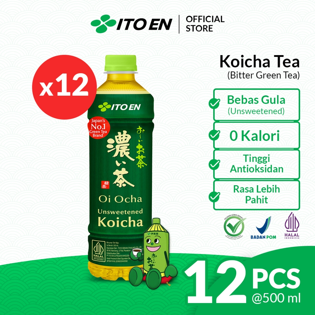 

ITO EN Koicha Green Tea No Sugar 500ml 12 pcs - Teh Hijau Jepang Tanpa Gula Sehat Antioksidan