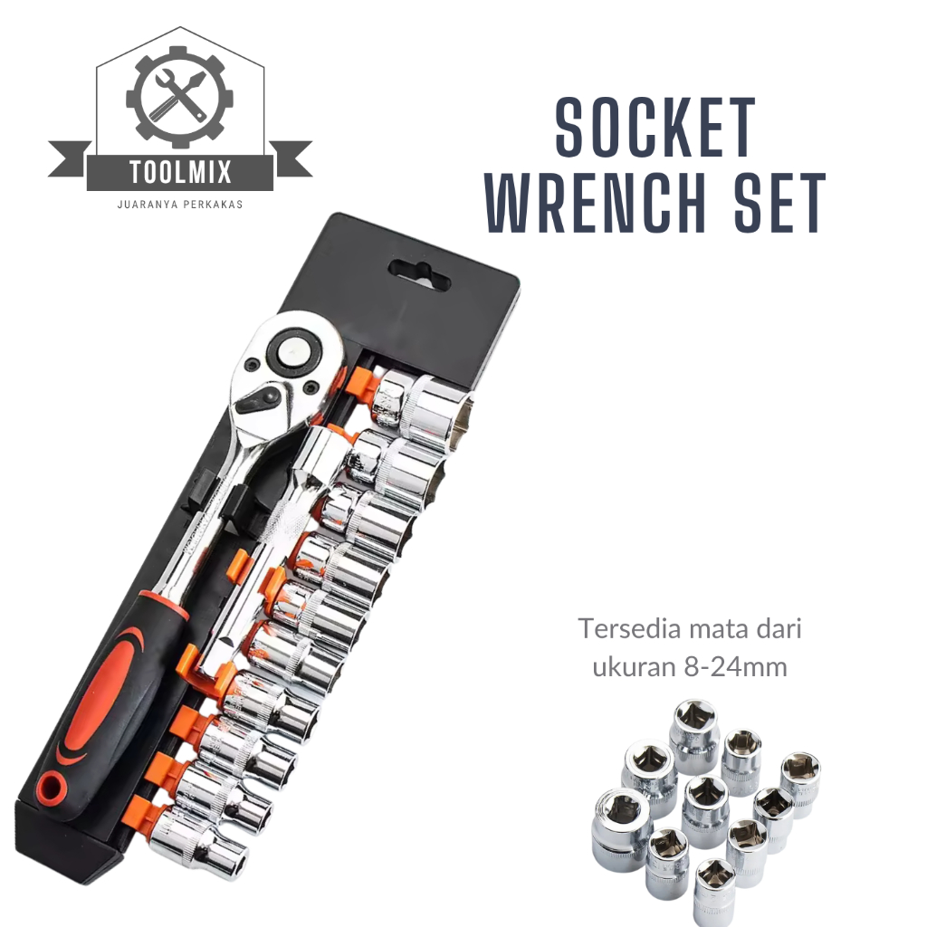 Kunci Shock 12pcs Socket Wrench Set 1/2 Inch Kunci Pas CR-V Drive Socket Wrench