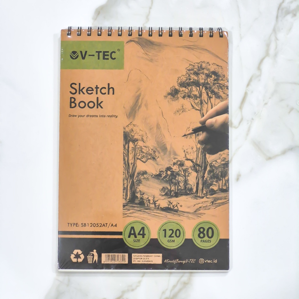 

Sketch Book V-TEC SB12052AT/A4 Ring Atas A4 120gsm 40 Sheets