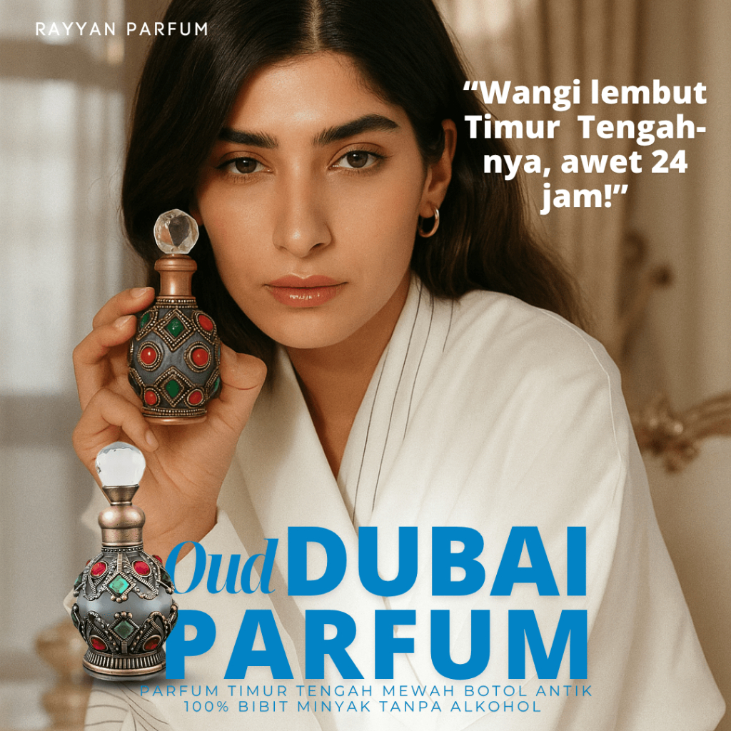 Parfum Arab Oud Dubai Mewah Botol Antik – 100% Bibit Minyak Tanpa Alkohol | Wangi Tahan Lama 24 jam