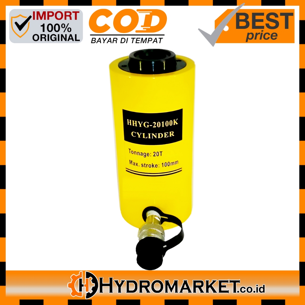 Hydraulic Cylinder Hollow Plunger HHYG-20100K (20Ton, Stroke 100mm) / Silinder Jack Hidrolik 30Ton