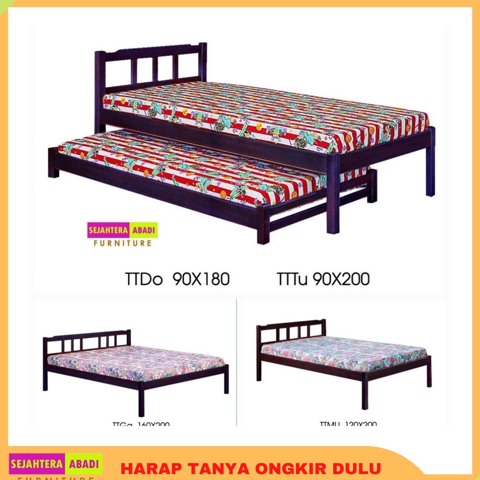 KODE P77I Ranjang Kayu Knockdown 2in1 Ranjang Sorong Ranjang Single Ranjang Ligna Ranjang Double Bed