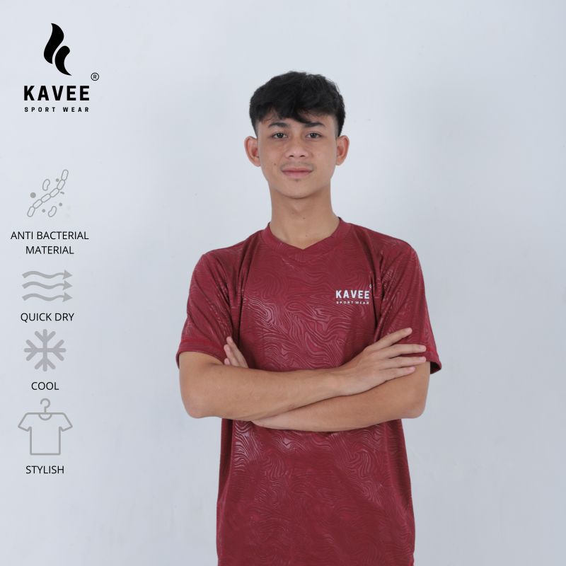 KAVEE Piero Maroon Jersey Lari Pria Wanita Running Gym Tracking Unisex Embos Quick Dry Lengan Pendek
