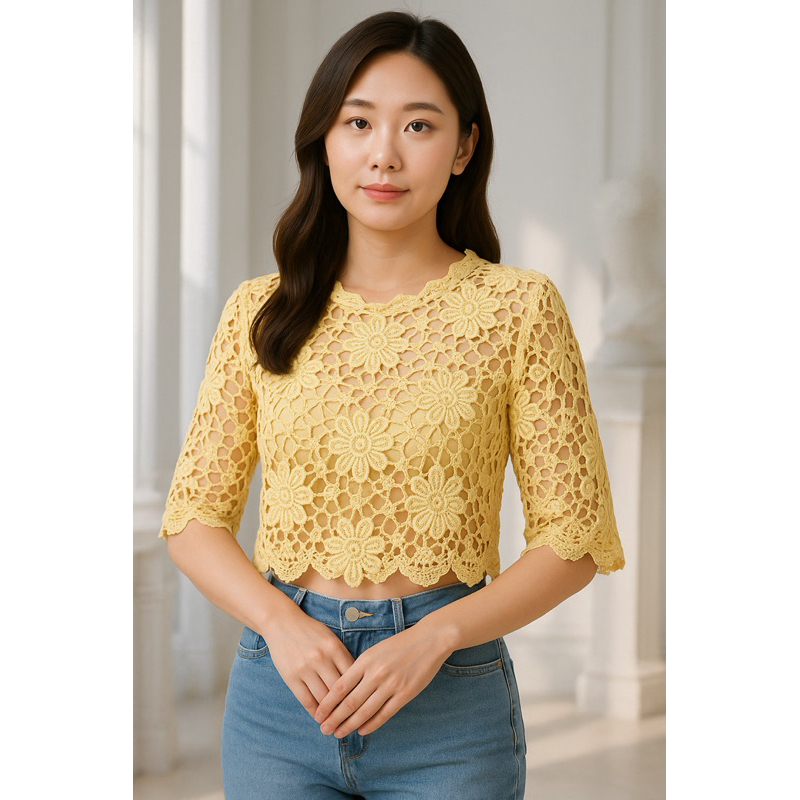 CROP TOP BLOUSE ATASAN WANITA FULL BROKAT AURUM