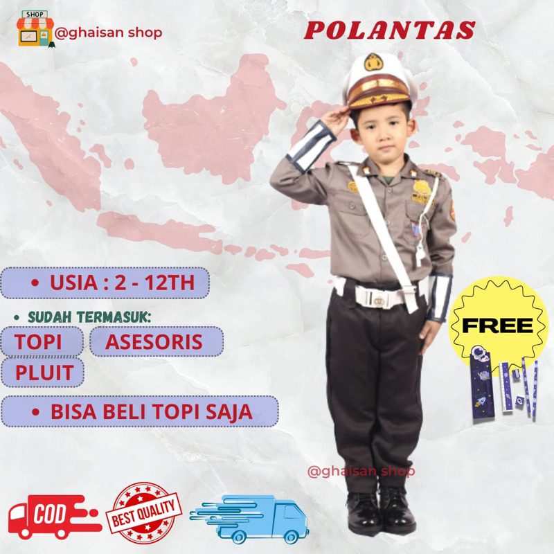 Kostum polantas cilik |baju seragam polisi lalu lintas anak |setelan polantas anak |seragam karnaval
