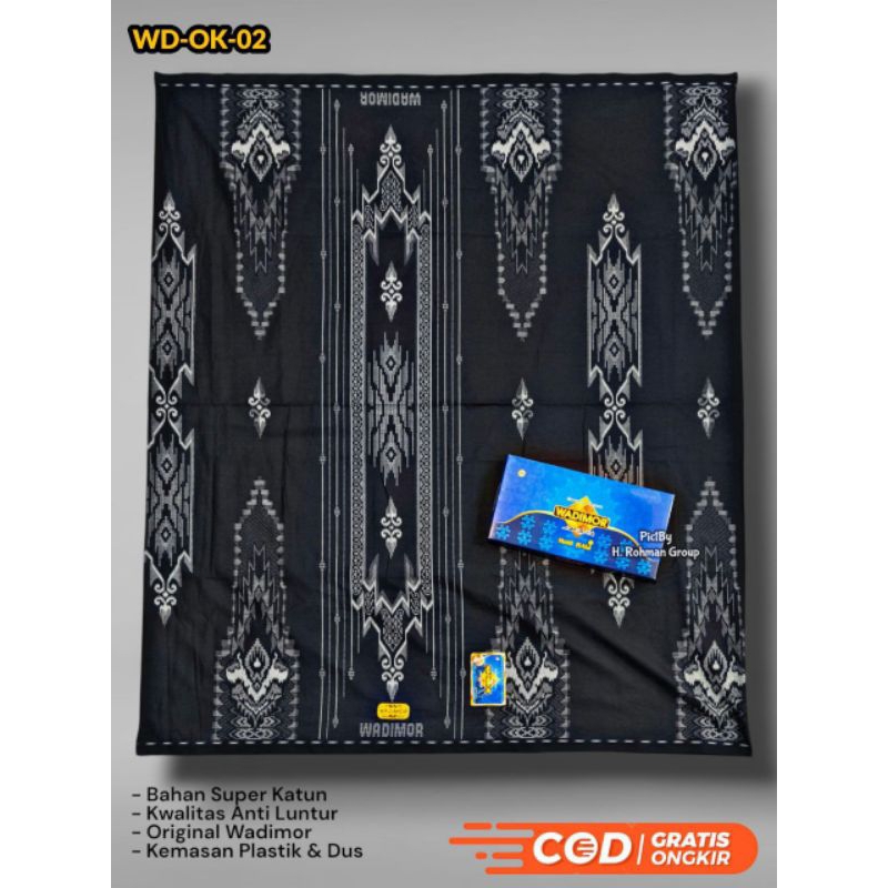 Kain sarung wadimor batik teratai bahan benang pilihan kombinasi warna hitam dan silver | sinjang de