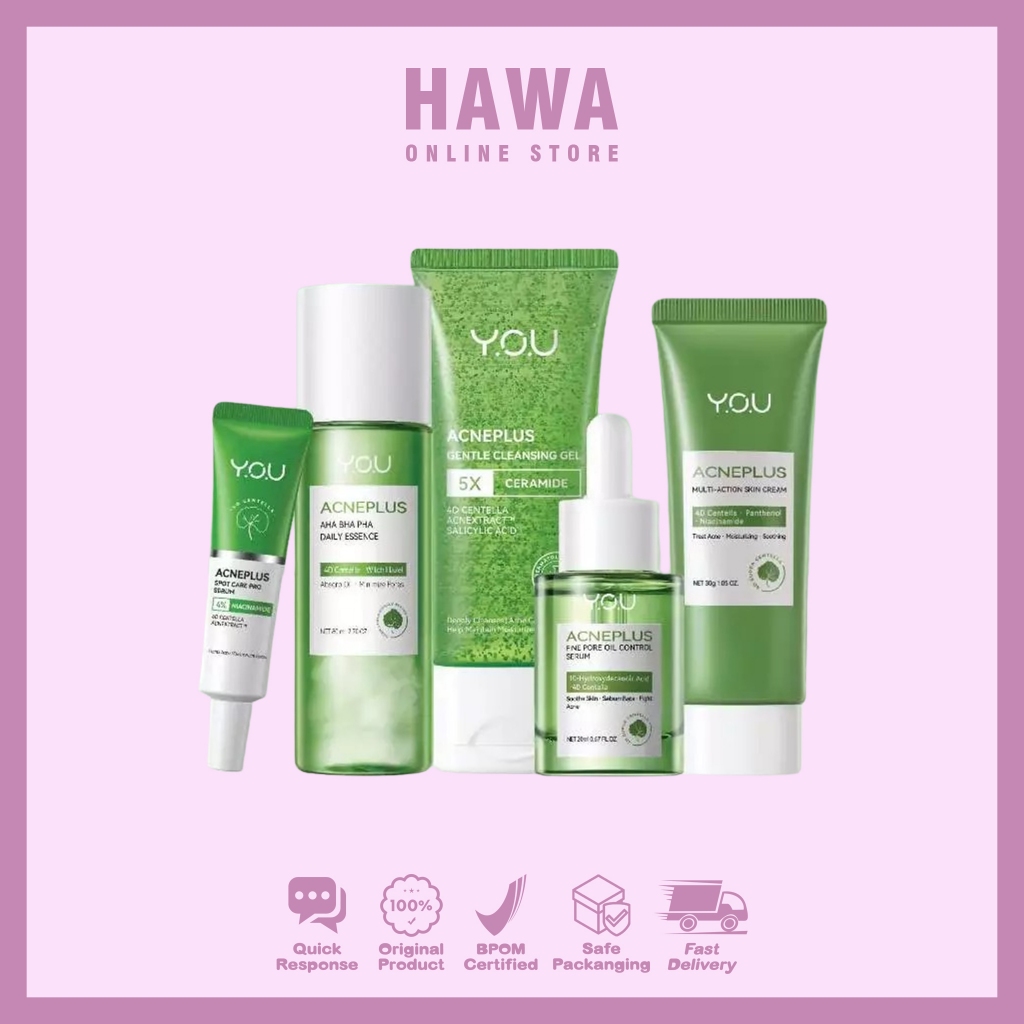 YOU AcnePlus Series 5-in-1 Bundle with Niacinamide Centella AHA Paket Acne Atasi Jerawat Paket Skinc