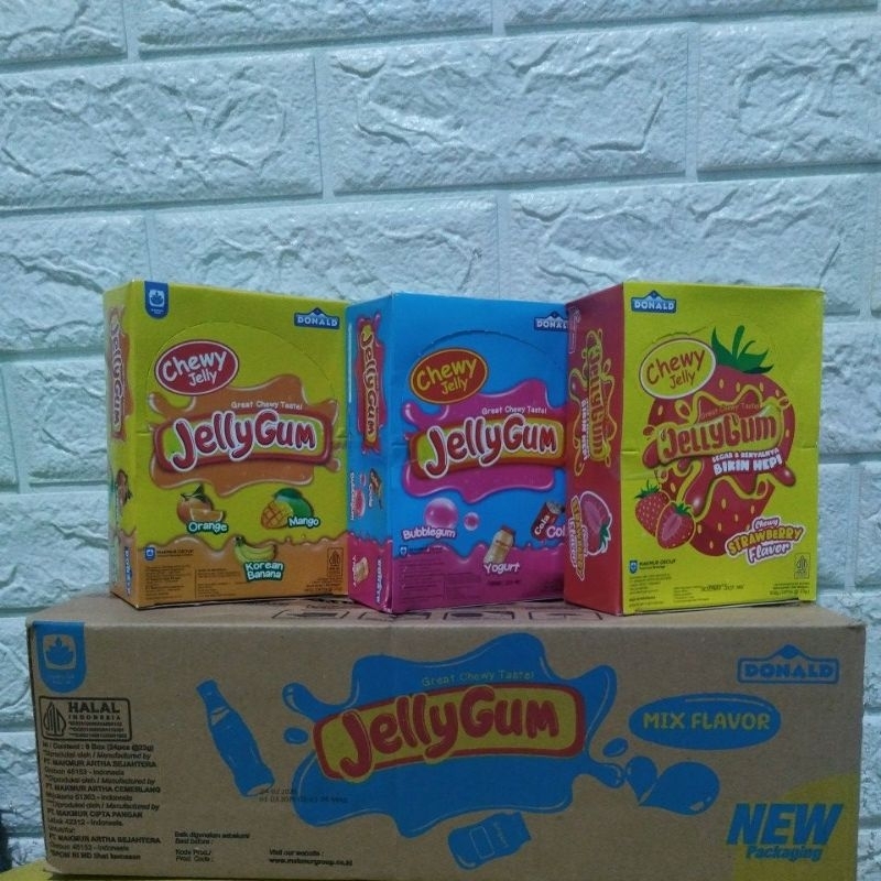 

JellybGum kemasan 24pcs x @23g 552g Tersedia berbagai macam Rasa strawbery. cola. orange
