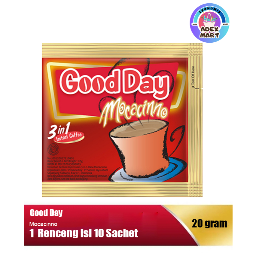 

good day kopi instan mocacinno 1x10 sachet @20g – lembut - aroma nikmat - adex mart