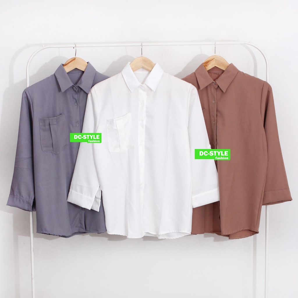 Theysee Fashion Kemeja Lengan Panjang Hijab - Kemeja Kerja Basic