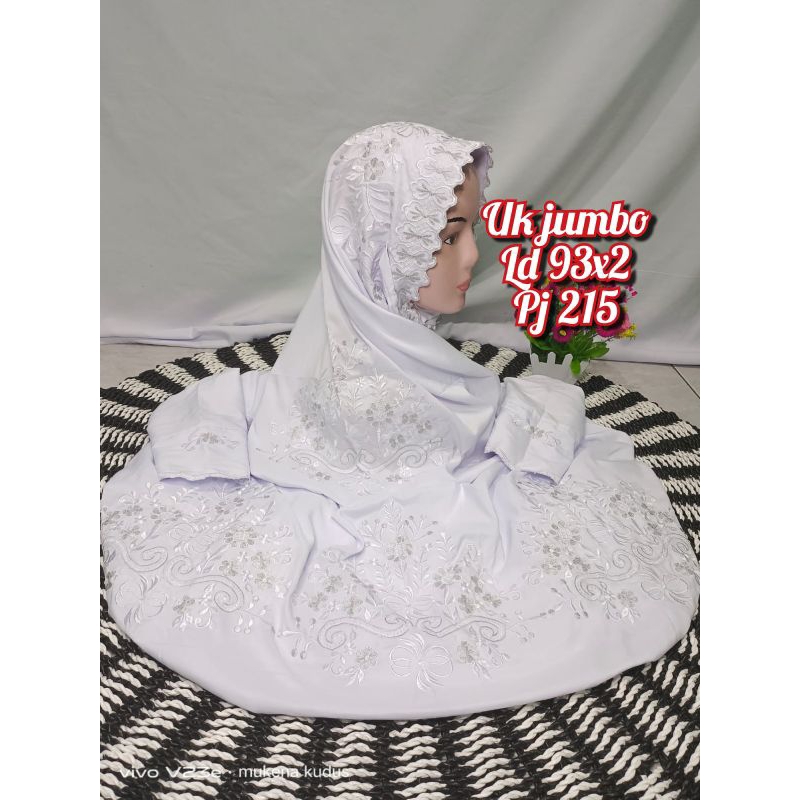 MUKENA DEWASA JUMBO MUKENA LAJURAN MUKENA TERUSAN MUKENA PUTIH MUKENA BORDIR PUTIH