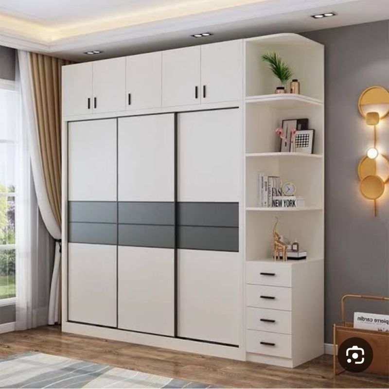lemari costum per meter/lemari baju minimalis.lemari baju model terbaru warna putih.lemari baju puti