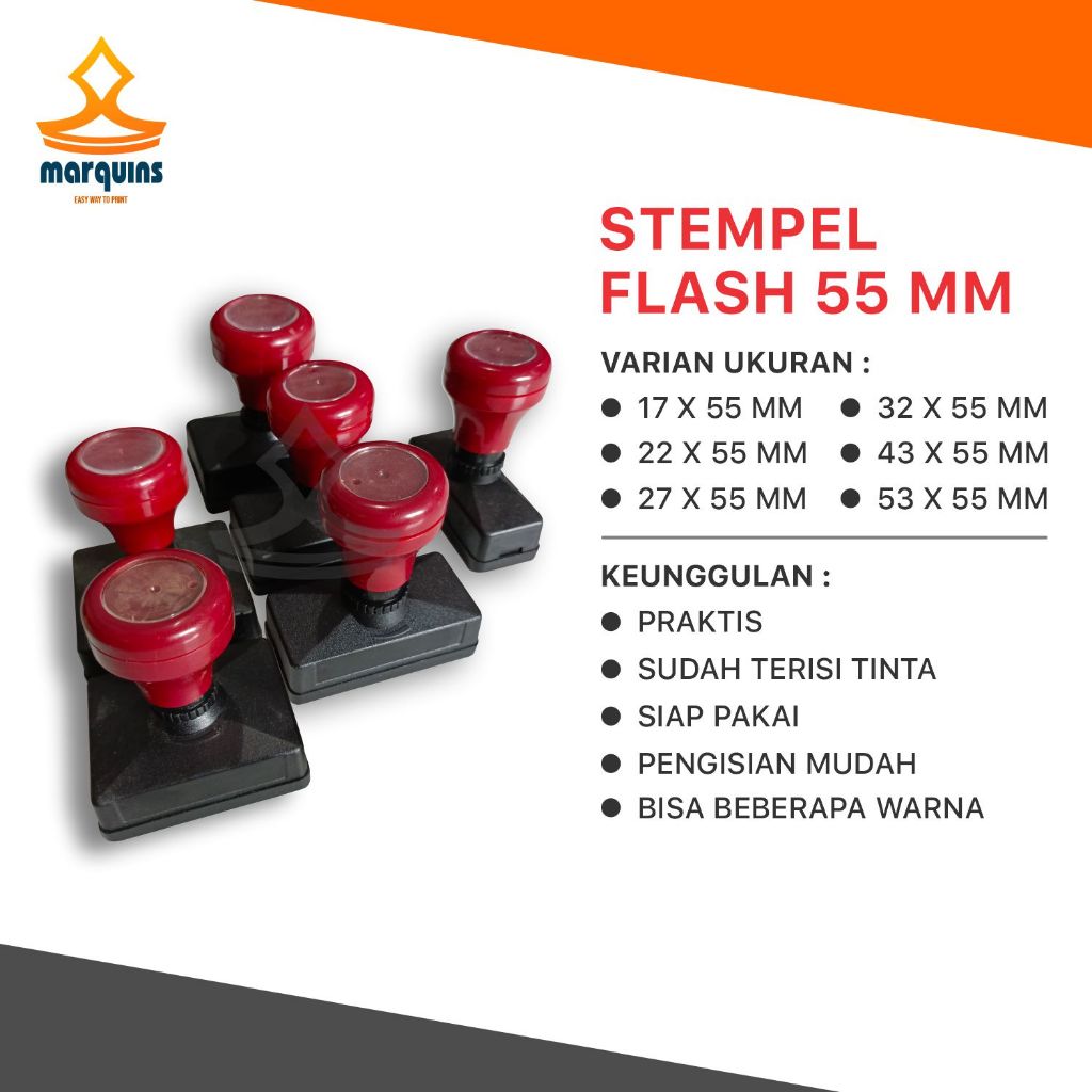 

STEMPEL FLASH 55 MM / STEMPEL WARNA / STEMPEL TOKO / STEMPEL LOGO