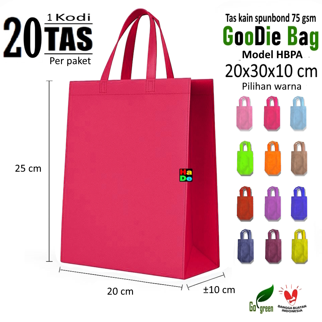 

1 Kodi isi 20 Tas Kain Spunbond Kotak / Handle Box Goodie Bag Ukuran S.= 20x25x9 cm Kantong Belanja Lipat Serbaguna, Goody Bag Bingkisan Souvenir Ultah / Ulang Tahun / Pernikahan, Tas HP Ponsel, Kosmetik dll Polos Murah