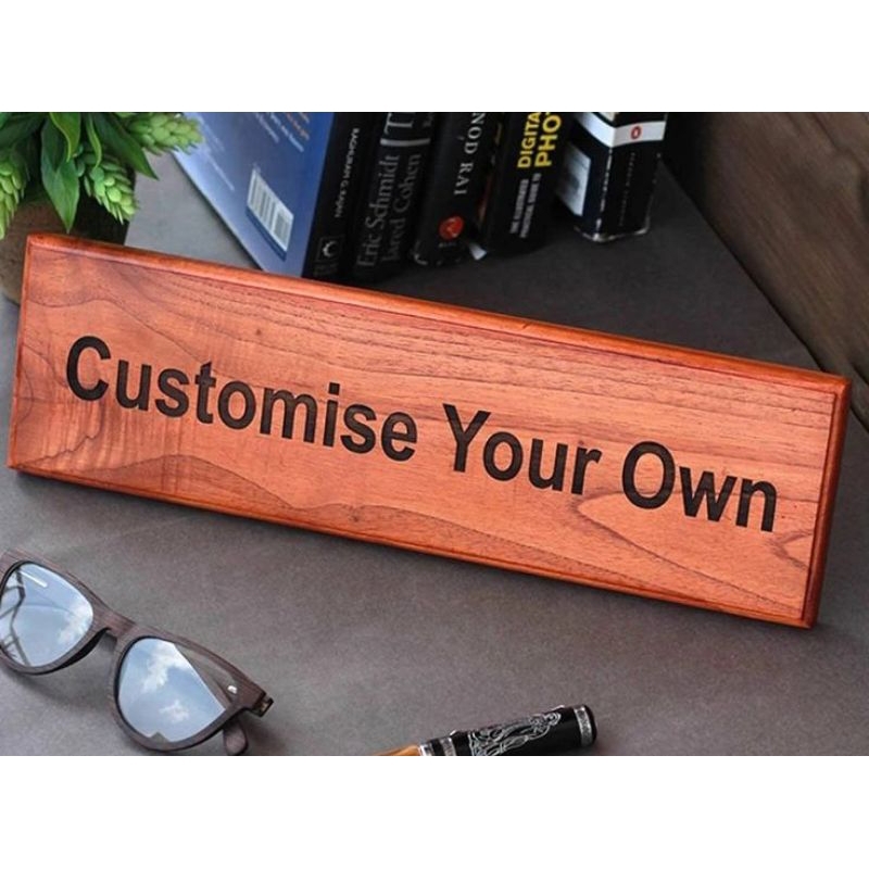 

Custom Papan Nama Meja Bahan Kayu Tulisan Ukir Grafir Laser