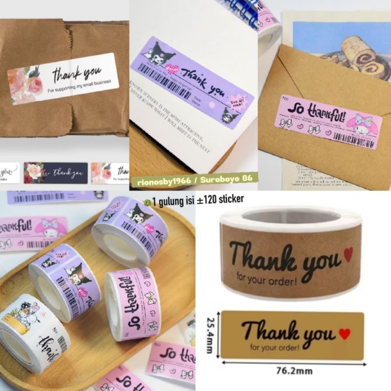 

Sticker Label Thank You Stiker Panjang Label Souvenir Makanan 120pcs Kuromi Sanrio