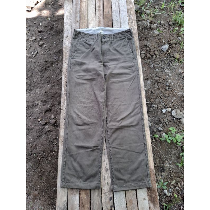 Chino Pants Uniqlo Green Army Celana Chinos Hijau Botol