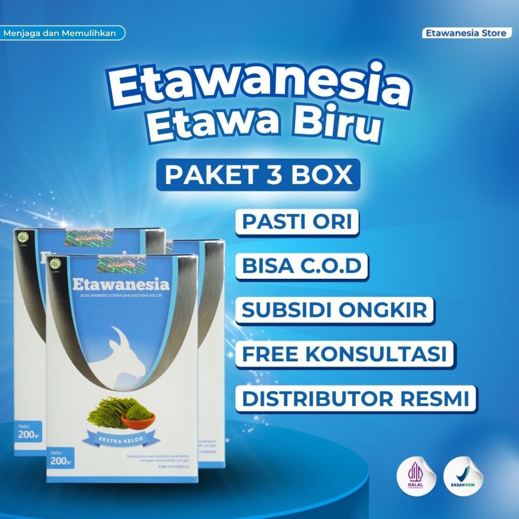 

Paket 3 Box Etawanesia - Susu Kambing Etawa Untuk Nyeri Tulang Sendi Pernafasan Original BPOM