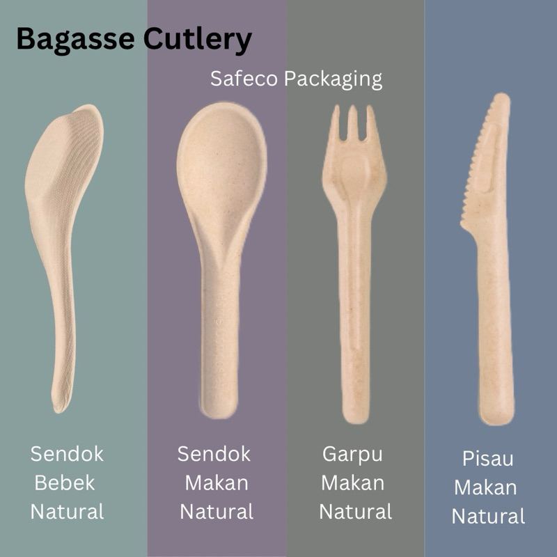 Safeco Packaging Bagasse Eco Spoon Sendok Bebek Bukan Plastik Alat Makan Bubur Kuah Soup Sup Chinese