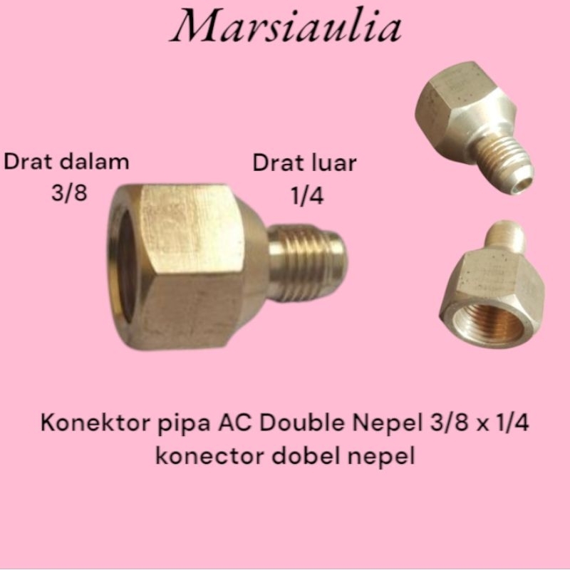 Konektor reduser pipa AC Double Nepel 3/8 x 1/4 konector reducer dobel nepel