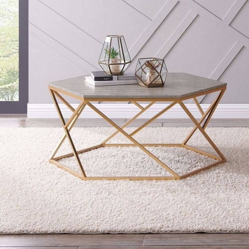 Meja Hexa - Meja Tamu Minimalis - Meja Tamu Aesthetic - Meja Bulat Minimalis Aesthetic - Furniture R