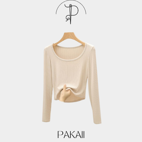PAKAII Baju Atasan Wanita Lengan Panjang Inner Knit Rib Squere Neck - 1608